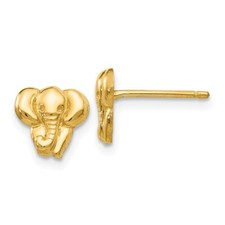 14k Yellow Gold Elephant Stud Earrings for Women 1.06gm L-7mm, W-8mm