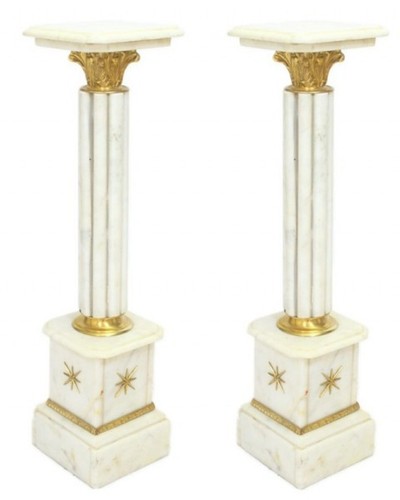 Casa Padrino Barock Marmor Säulen Set Weiß / Gold - Marmor Säule (2 Stk) - Bild 2 von 2
