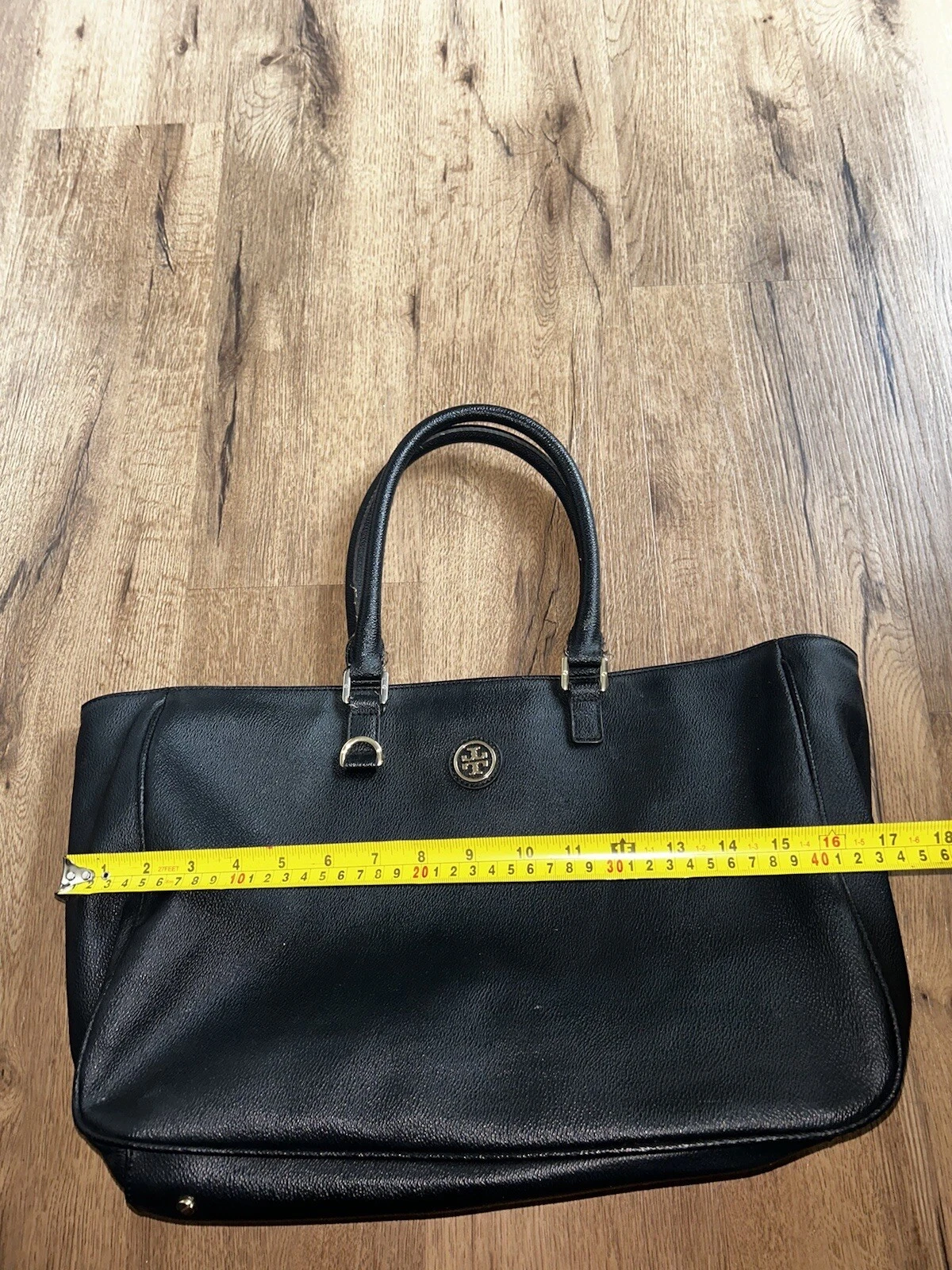 Borsa a mano Tory Burch grande in pelle nera borsa a tracolla ferramenta oro