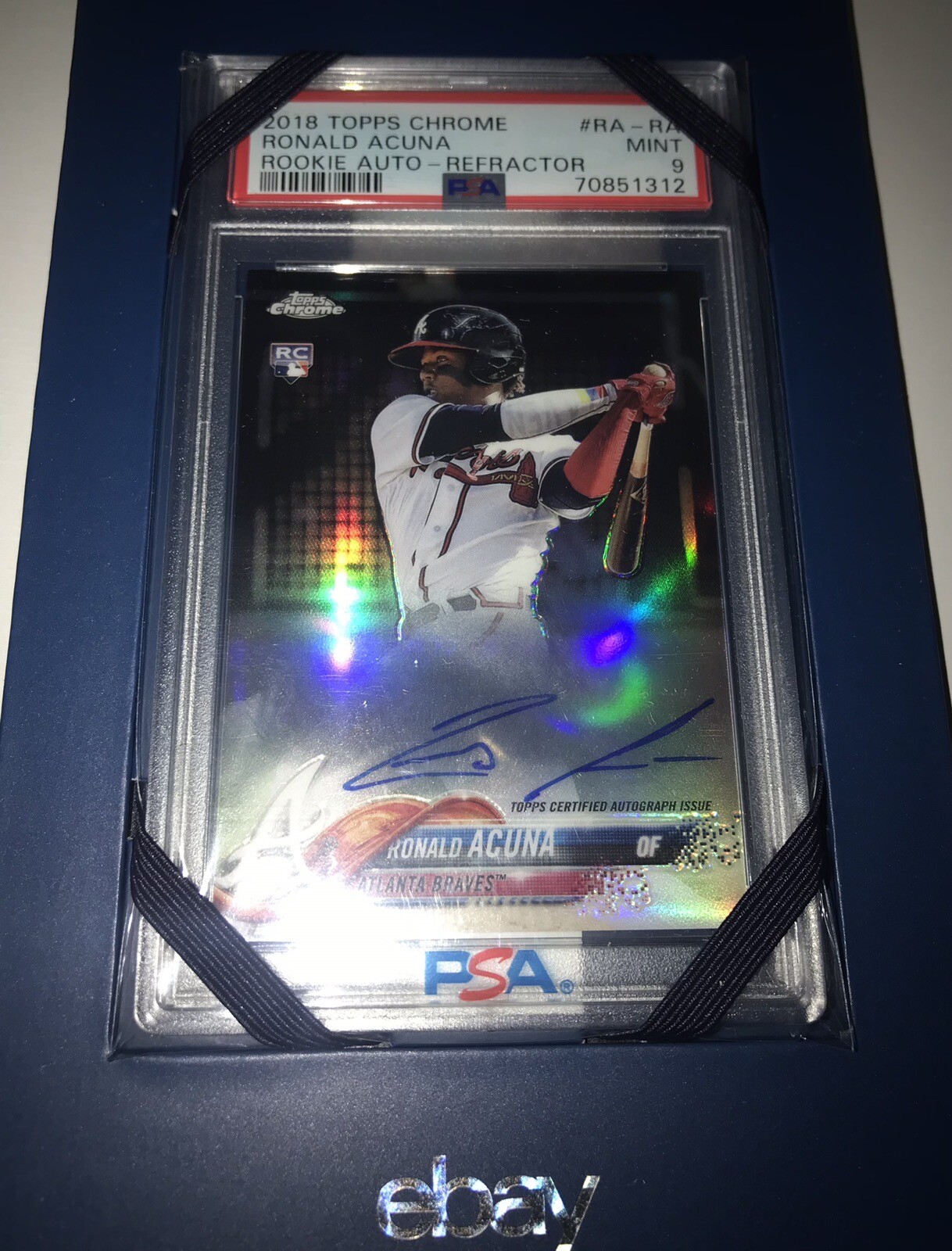 2018 Topps Chrome Rookie Auto Refractor Ronald Acuna Jr Braves RC /499 PSA 9 🔥