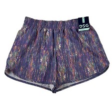 DSG Girls' Stride Run Shorts Size XL 16 , Mid Rise Built-in Brief Striped NWT
