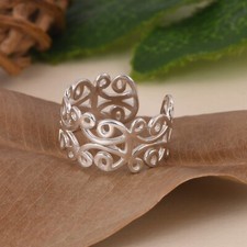 Filigree Mandala Band Ring 925 Sterling Silver Thumb Ring Gift For Mother's Day