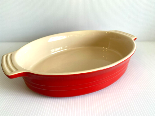 Le Creuset Stoneware Oval Baker/Casserole/Au Gratin Dish ~ RED ~ 8 x 10" - Bild 2 von 5