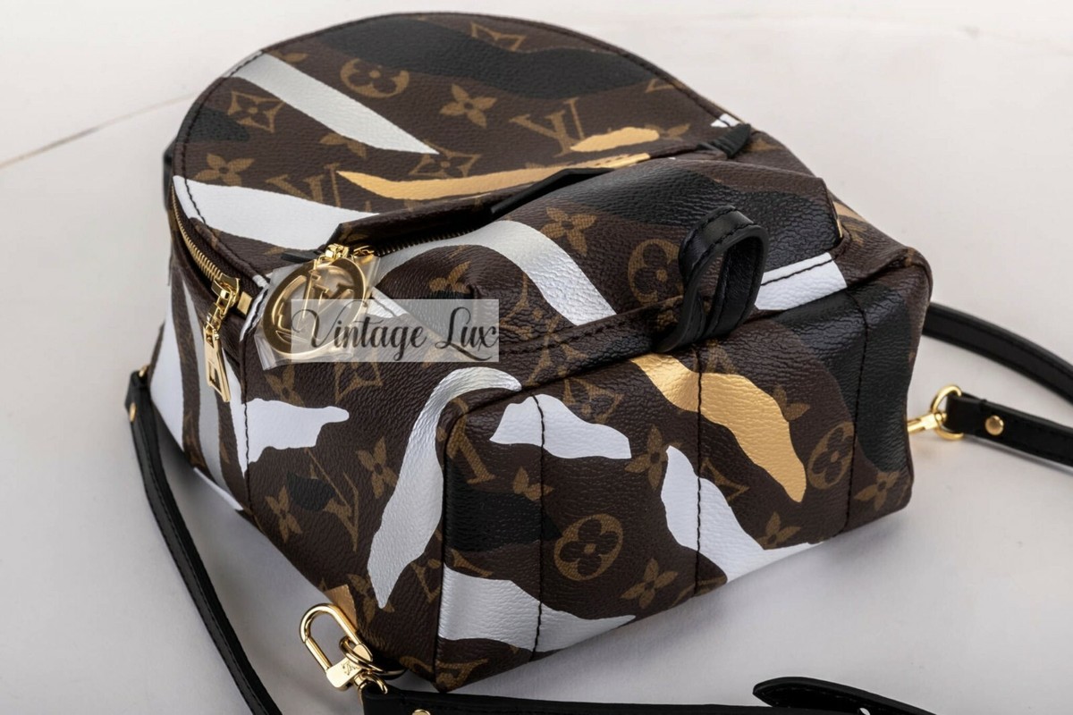 camo louis vuitton backpack palm springs New in Box Vuitton Limited Edition Camo Mini Palm Springs Backpack Bag