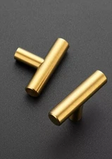 30 Pack Gold T Bar Cabinet Knobs 2 Inch Dresser Knobs Brushed Brass Single Hole 