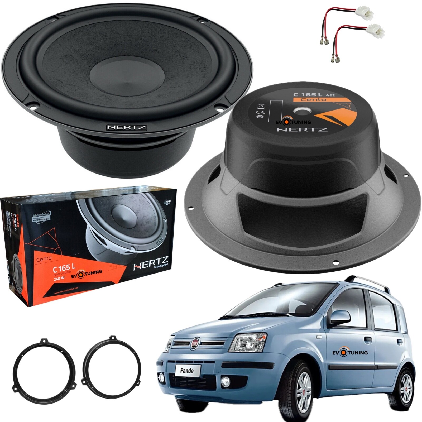 Casse Posteriori Hertz C 165L per FIAT Panda 169 | Bassi Potenti 240W
