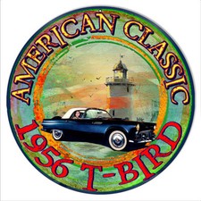 1957 T-bird American Classic 14 Round Heavy Duty Usa Made Metal Auto Adv Sign