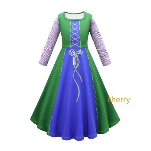 Kids Girls Hocus Pocus Sarah Sanderson Cosplay Costume Dress Halloween Outfit - Picture 14 of 28