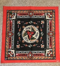 New Vintage Wamcraft Bandana Handkerchief Scarf USA Southwest Red doo rag 