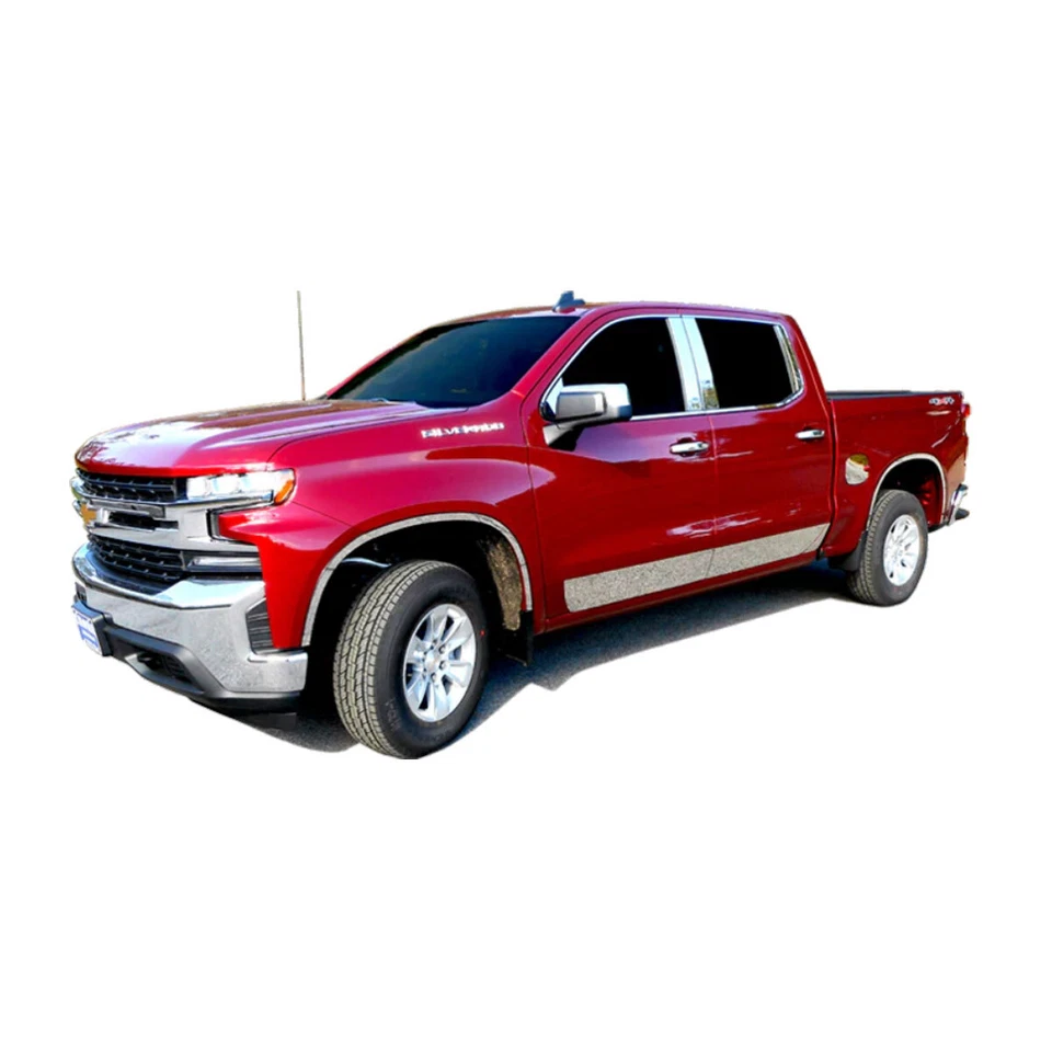 QAA para Chevrolet Silverado 2019-2022 equipamiento de molduras de ventana de acero inoxidable de 12 piezas Foto 3 de 4