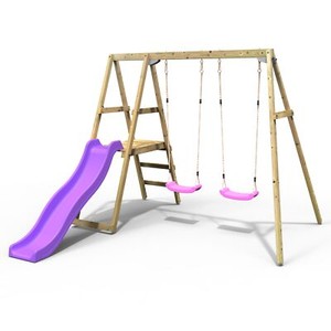 pink swing and slide set