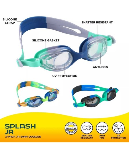US DIVERS SPLASH JR MULTI COLOR KIDS SWIMMING GOGGLES 3 PACK, MULTICOLOR - Picture 2 of 8