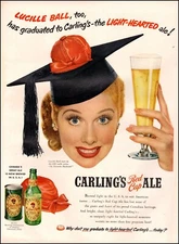 1951 vintage beverage AD Lucille Ball for CARLING'S RED CAP ALE  081923