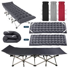 Folding Sleeping Cot Guest Bed with Mattress Portable Camping Lounger Cushion
