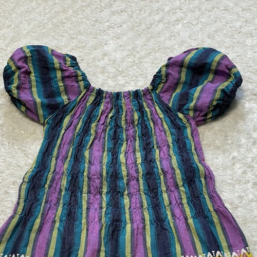 vintage Mayan Modern Guatemalan multicolor hippie boho festival midi dress OS - Picture 11 of 17