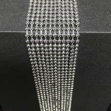 5 Ball Chains Silver Dog Tag Beaded Nickel Plated 2.4mm 24" Jewelry Making