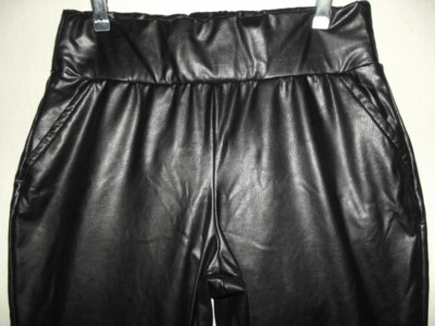 Rewash Vegan Leather Jogger Pants Women's Size Medium Black faux