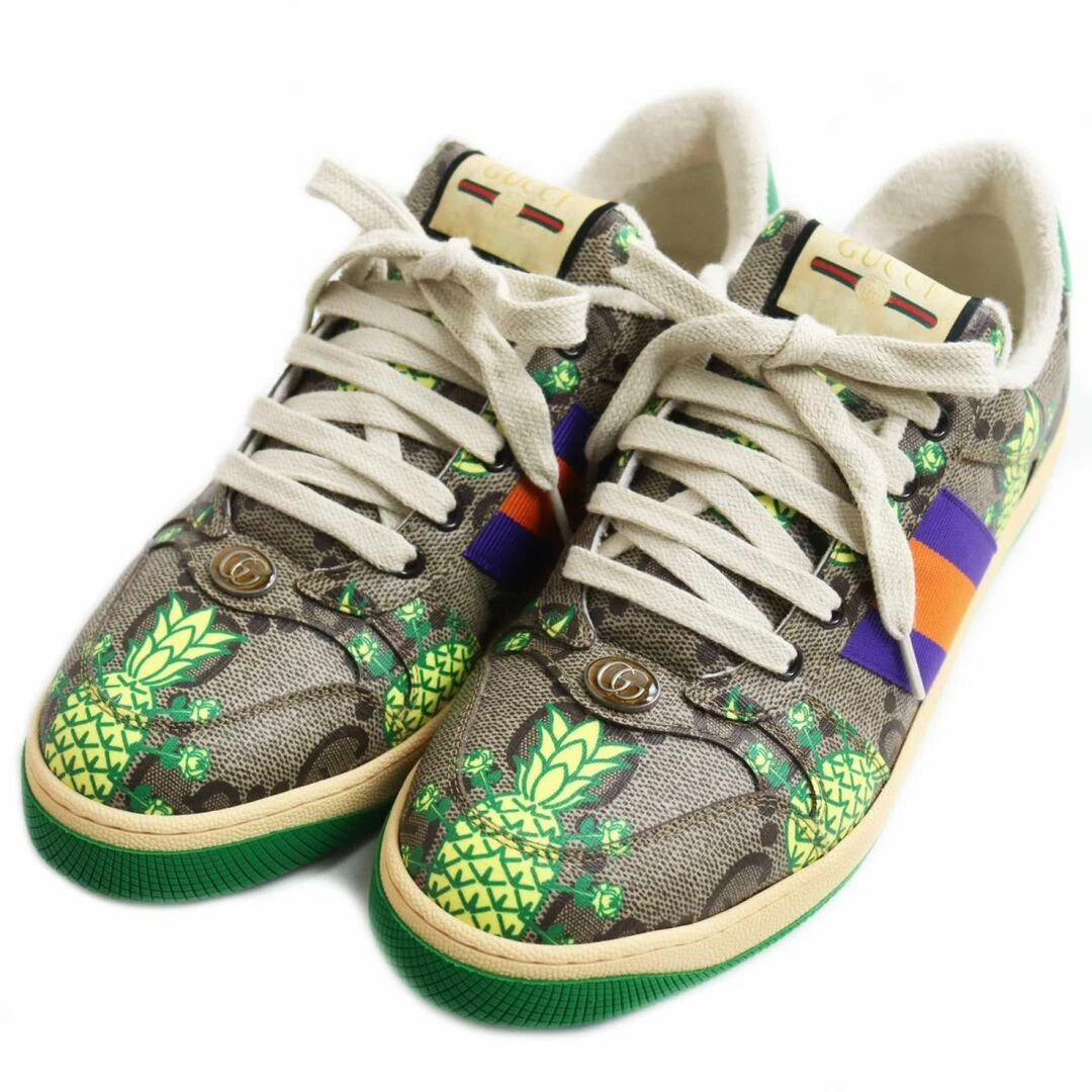 Auth GUCCI GG Supreme Baskets Homme Taille 42 US8,5 Multicolore Cuir Logo
