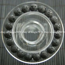 Natural 6/8/10/12mm Black Volcanic Lava Rock Round Gemstone Beads Bracelet 7.5"