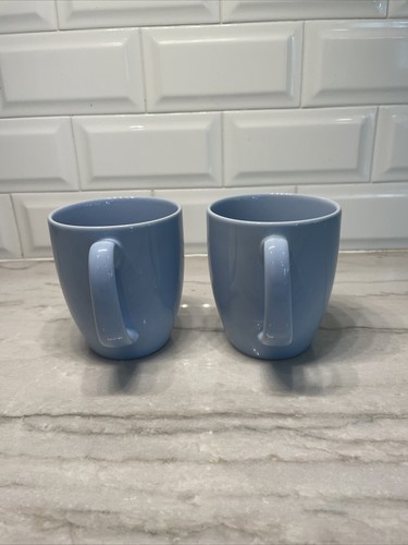 Corelle Stoneware Coffee Cups Mugs Lot Of 2 Light Blue Vintage Pottery - Picture 4 of 8