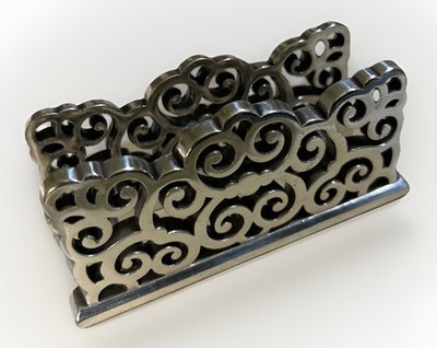 Brighton Scroll Office Business Card Holder Geneva Collection Silver Plated 