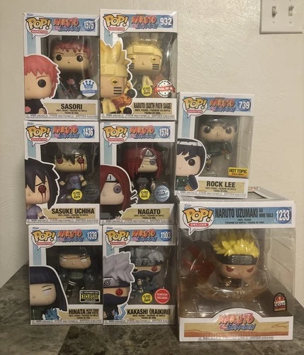 Naruto Funko Pop Lot Glow Exclusive Deluxe Kakashi Sasuke Hinata Rock Lee Naruto