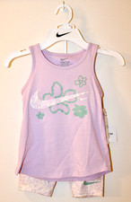 NWT Nike Girls Doll Lavender Purple 2pc Floral Tank and Short Set sz 5 6 6X