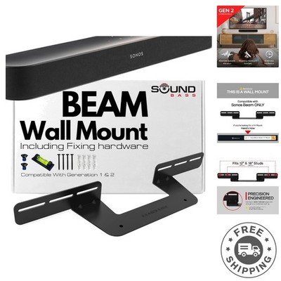 Elegant Black Soundbar Mount for Sonos Beam Gen 1 & 2 - Heavy-Duty Wall Bracket