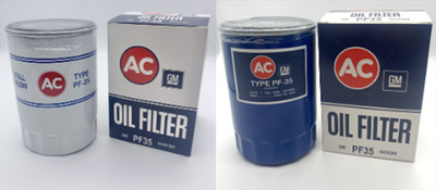 AC-Delco PF35 Tall Style  Oil Filter with correct numbers.  1 white and 1 blue