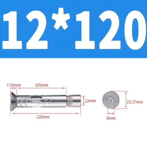 Heavy Duty Sleeve Anchor Expansion Bolt Allen Socket Countersunk Masonry M6-M12 - Picture 33 of 34
