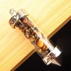 Tiger Eye Gem Wish Bottle Pendant Hexagonal Cone Floating Bottle Heart C1473