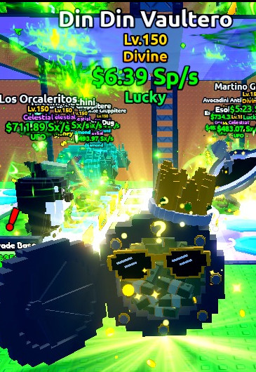 Din Din Vaultero Lucky Lvl (150) Max 6.39 Sp/s Escape Tsunami para Brainrots