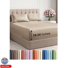 Extra Deep Queen Sheet Set - 4 Piece Breathable  Cooling Bed Sheets - Easily...