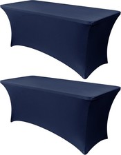6ft Stretch Spandex Table Cover, 2 Pack, Navy Blue