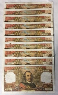 FRANCE LOT 10 BILLETS 100 FRANCS CORNEILLE