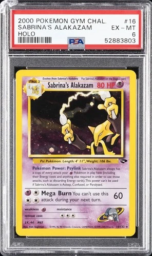 2000 POKEMON GYM CHALLENGE HOLO #16 SABRINA'S ALAKAZAM PSA 6