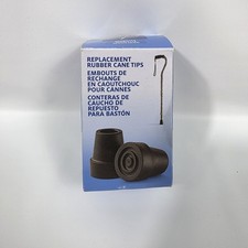 Medline Rubber Replacement Cane Tips Fits Most Canes With 3/4" Diameter - 2 Tips