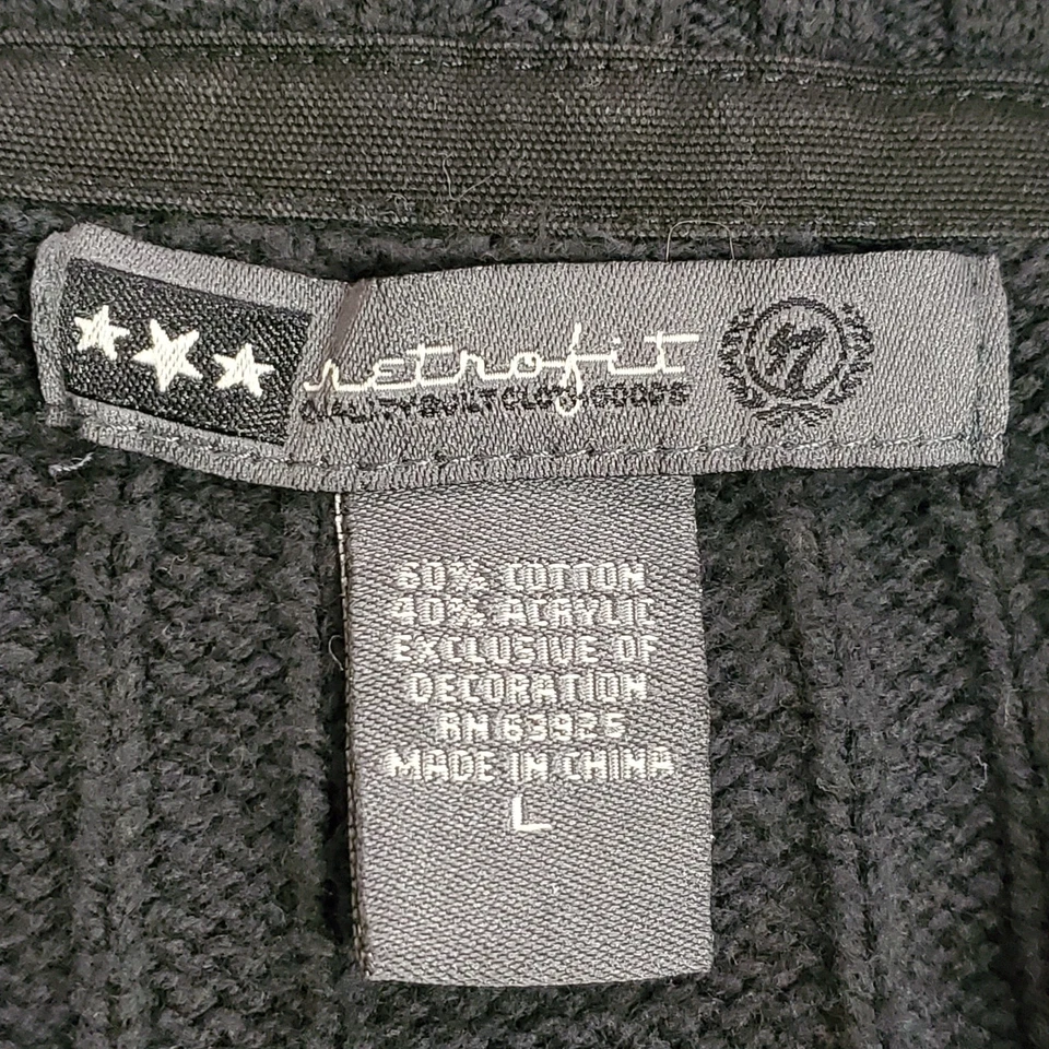 Cárdigan Retrofit Para Hombres Cremallera Completa Cuello Simulado Moto Talla L Capas Negras Desteñidas Tejido Foto 4 de 4