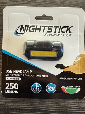 NEW NIGHTSTICK  USB Headlamp Rechargeable 250 Multi Colored Floodlight USB-4510B