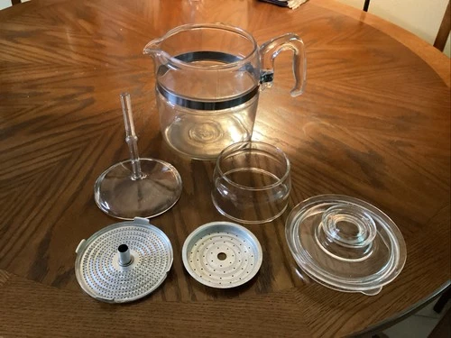 PYREX #7756-B Glass Coffee Pot Percolator 6 Cup Vintage Flameware USA Stove Top