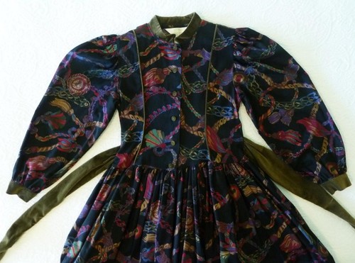 Vtg 70/80s Francois Bouthillier Victorian Prairie Fit+FULL Dress Girl 14 Wm XS S - Picture 19 of 19