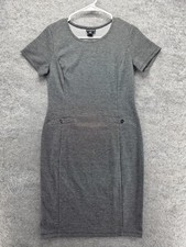 En Focus Studio Dress Womens 6 Gray Knee Length Pencil Short Sleeve Round Neck