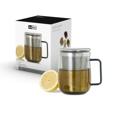 AdHoc Yuna Tea Glass with Tea Infuser - Made of Mouth-Blown, Heat Resistant B...
