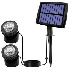 Solar Pond Spotlights, LED Solar Underwater Lights with Dual Head 8740