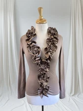 Dusty Mauve Long Sleeve Top Ruffle Accent Ethereal Whimsy Goth Vampy France Glam