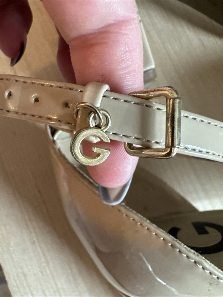 G by Guess 棕褐色凉鞋高跟鞋 10 码 Shantel 踝带粗跟裸色专利 — 第 4/4 张图片