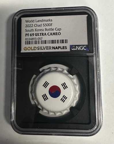 2022 Chad Bottle Cap Silver 500 Francs South Korea NGC PF69 UCAM Landmarks Proof