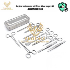 Surgical Instruments Set 13 Pcs Minor Surgery Kit  Case Medical Tools