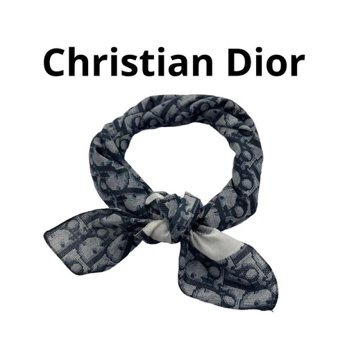 Grande écharpe trotteur marine Christian Dior unisexe 52 cm x 53 cm accessoire élégant