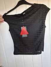 BNWT Eco Black Stretchy One Shoulder top asymmetrical top Size Medium New wi tag